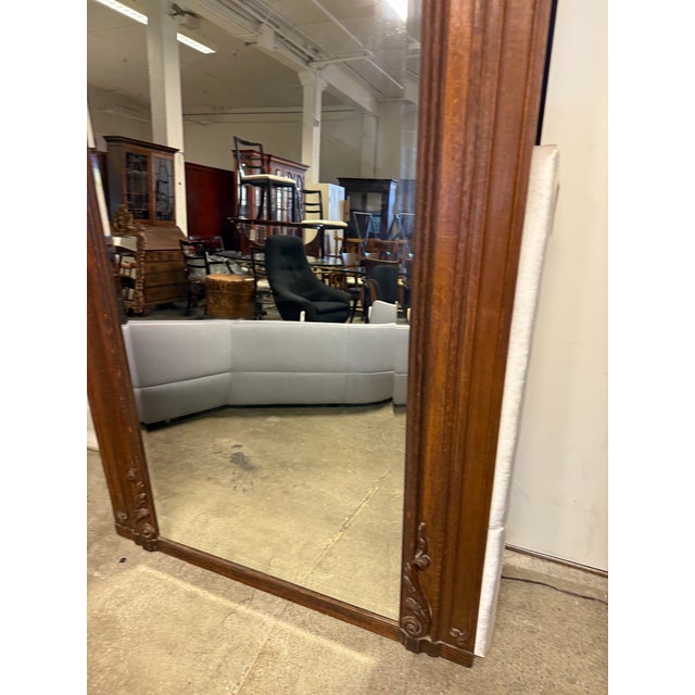 Brown Antique French Trumeau Wall Tall Mirror, 19th Century. For Sale - Image 8 of 12