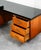 1960s Mid Century Modern Desk Executive L Shaped Cane Walnut Large Black File Drawers For Sale - Image 5 of 12