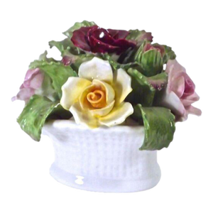 Vintage English Porcelain Rose Basket Figure