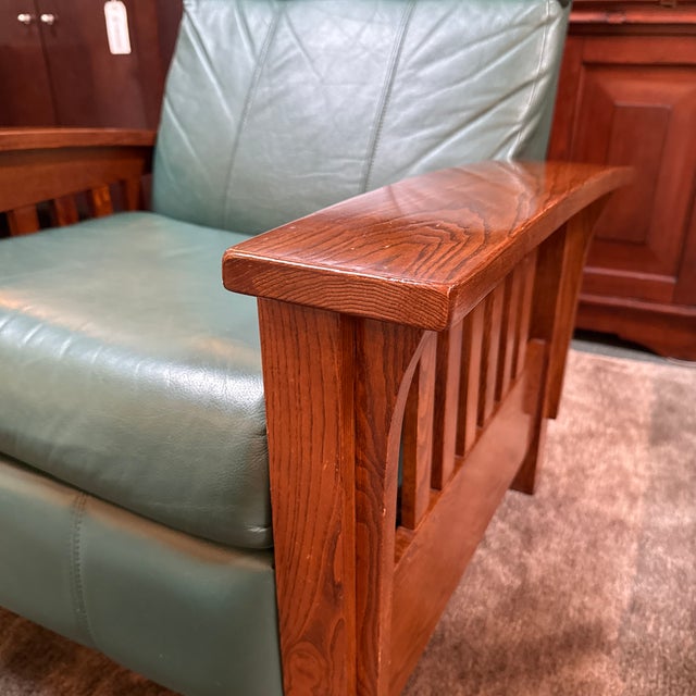 Lane Furniture Leather Mission Style Recliner Chair For Sale In San Francisco - Image 6 of 12