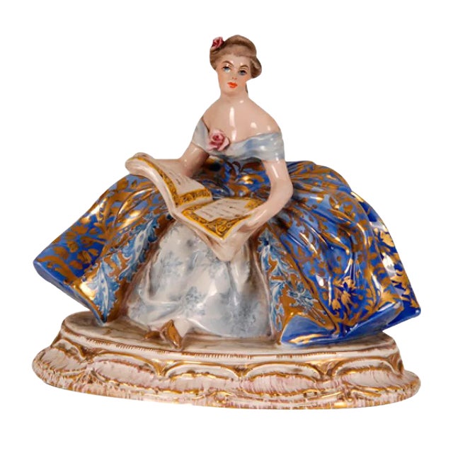 Italian Porcelain and Ceramic Figurine of Lady by Guido Cacciapuoti For Sale