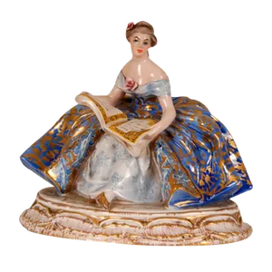 Italian Porcelain and Ceramic Figurine of Lady by Guido Cacciapuoti