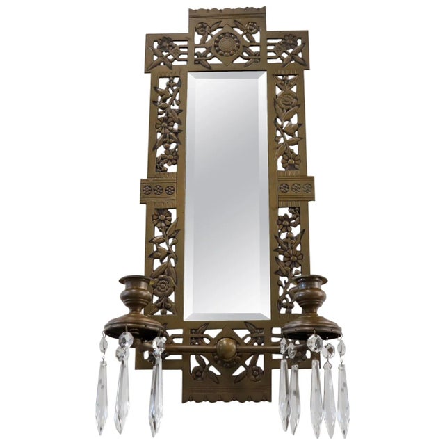 Mid 19th Century Large Bronze Mirror Sconce Two Candleholders For Sale - Image 9 of 9