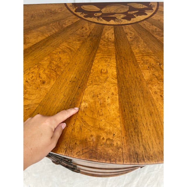 Traditional Burl Sunburst Inlay Wood Demi-Lune Chest of Drawers Commode For Sale - Image 12 of 12