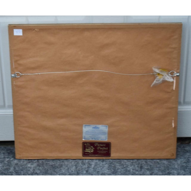 Vintage (1980's) Matted Print/Lithograph has an Art Deco Style. Wood Ornate Frame in a Gold Finish. The Glass has UV...