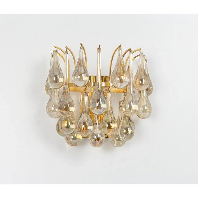 1970s Large Gilded Brass and Crystal Sconces attributed to C. Palme, Germany, 1970s, Set of 2 For Sale - Image 5 of 10