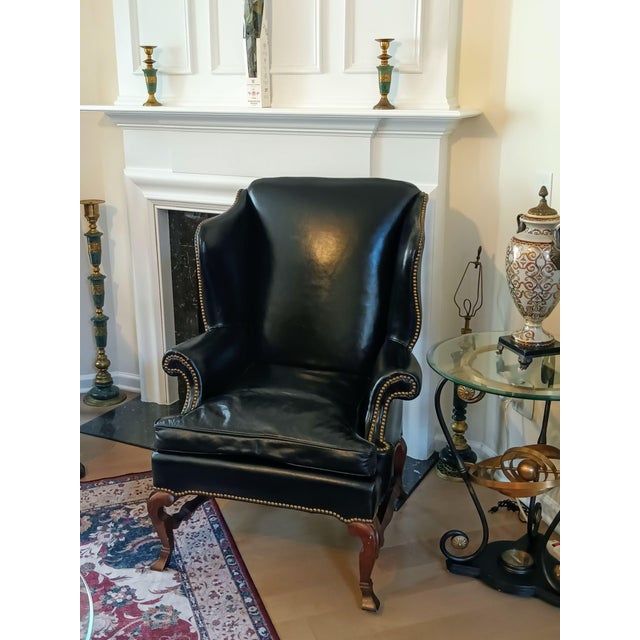 Animal Skin Rare No. 200 Bicentennial Limited Edition Leather Wingback Chair by Leathercraft-Hickory Nc. Excellent Condition For Sale - Image 7 of 12