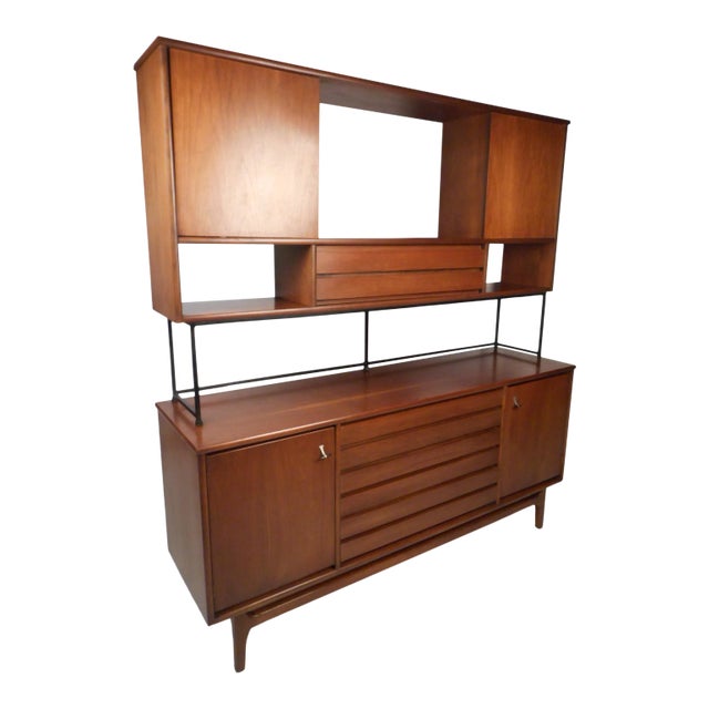 Vintage Modern Credenza With Topper by Stanley For Sale