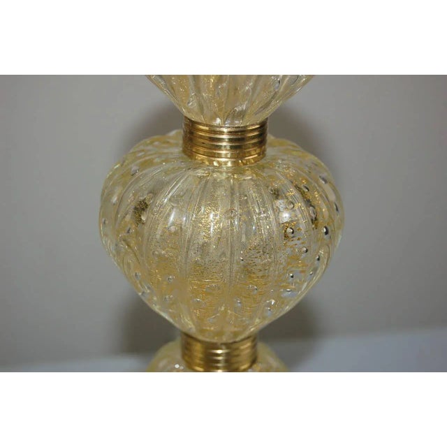 Metal Vintage Murano Glass Lamps Gold For Sale - Image 7 of 10