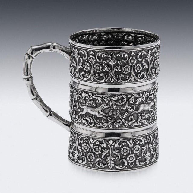 Late 19th Century Antique Indian Kutch Silver Mug, 1890 For Sale - Image 5 of 18