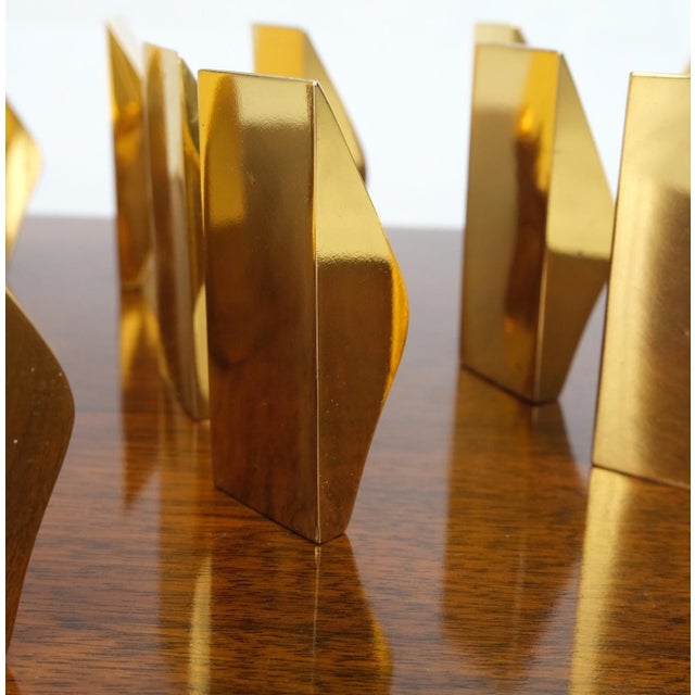 Mid 20th Century Modern Flock of Birds Sculpture Solid Brass Figurines on Walnut Rectangle Block For Sale - Image 9 of 17