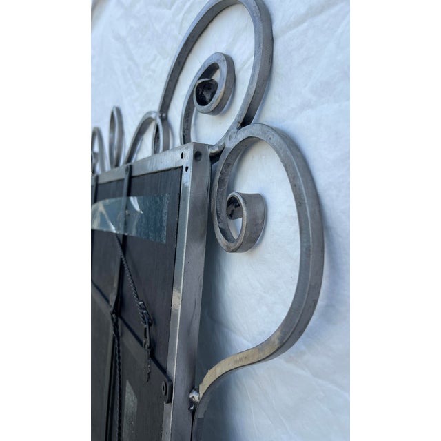 Silver 1980s Full Length Metal Mirror With Scroll Work For Sale - Image 8 of 16