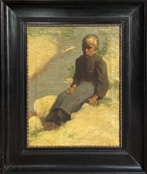 Young Peasant Woman Sitting by the Water's Edge, 1900, Oil on Canvas