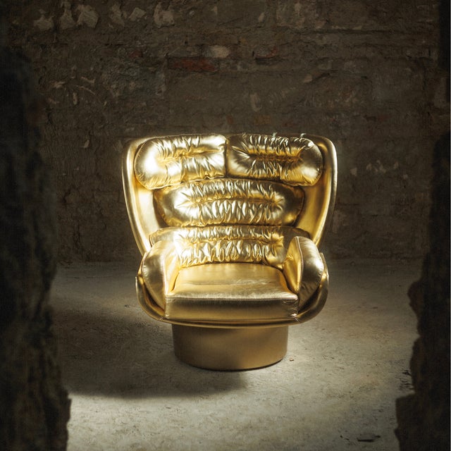 Golden Limited Edition Elda Chair No. 8/20 by Joe Colombo for Longhi, Italy For Sale - Image 3 of 11