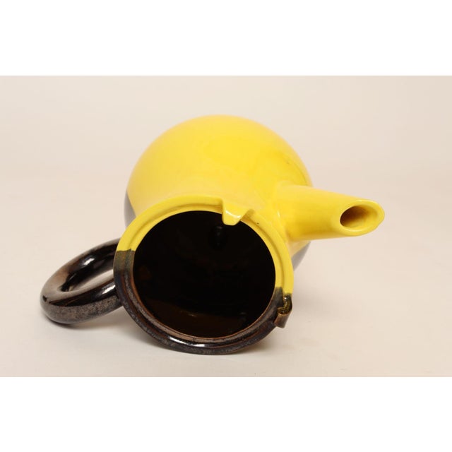 Ceramic Vintage Vallauris Two Tone Gray and Yellow Ceramic Teapot by Auguste Lucchesi For Sale - Image 7 of 17