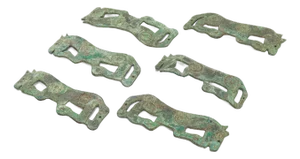 Set of 6 Ancient Chinese Bronze Figural Horse Belt Plaques
