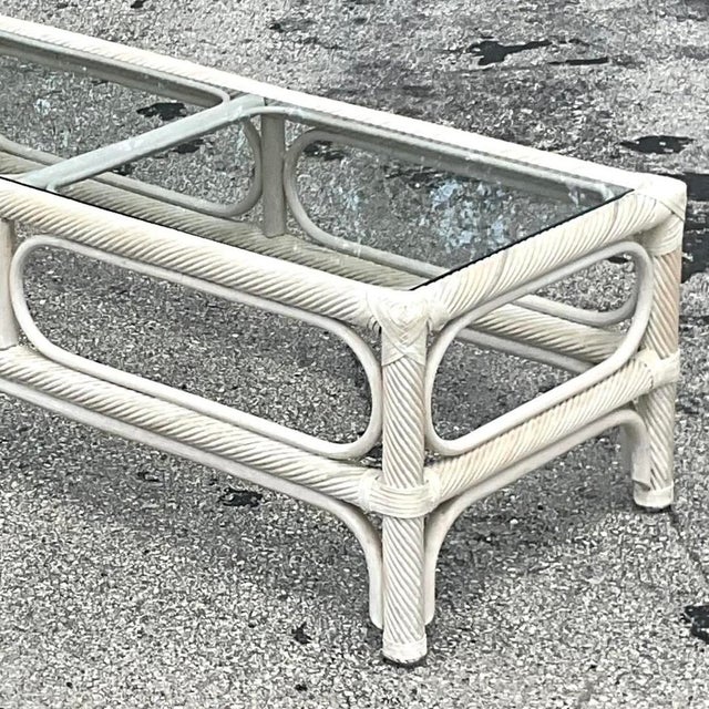 Vintage Coastal Cerused Pencil Reed Coffee Table For Sale - Image 13 of 14