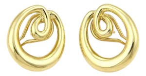 Tiffany & Co. Double Loop Open Oval 18k Yellow Gold Earrings