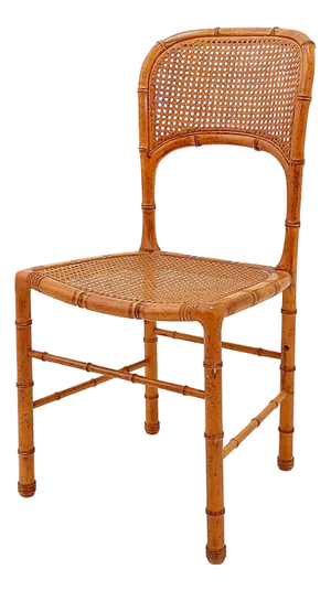 Vintage Organic Style Side Chair in Faux Bamboo and Caning, 1960s