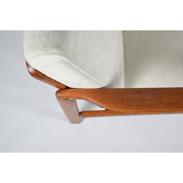 Scandinavian Beige Armchair in Teak Wood, 1960s For Sale - Image 3 of 18