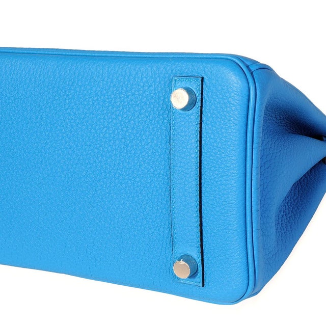 Animal Skin Bleu Zanzibar Togo Birkin 25 PHW For Sale - Image 7 of 7