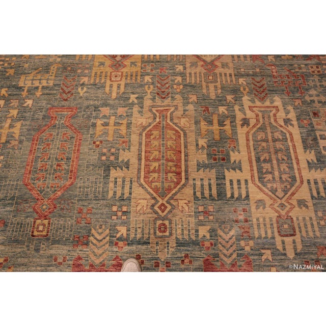 2020s Tribal Animal Geometric Design Contemporary Modern Rustic Area Rug For Sale - Image 5 of 9