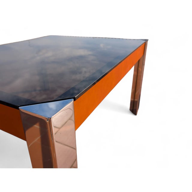 Smoked Glass and Chromed Steel Dining Table, 1970s For Sale - Image 6 of 7