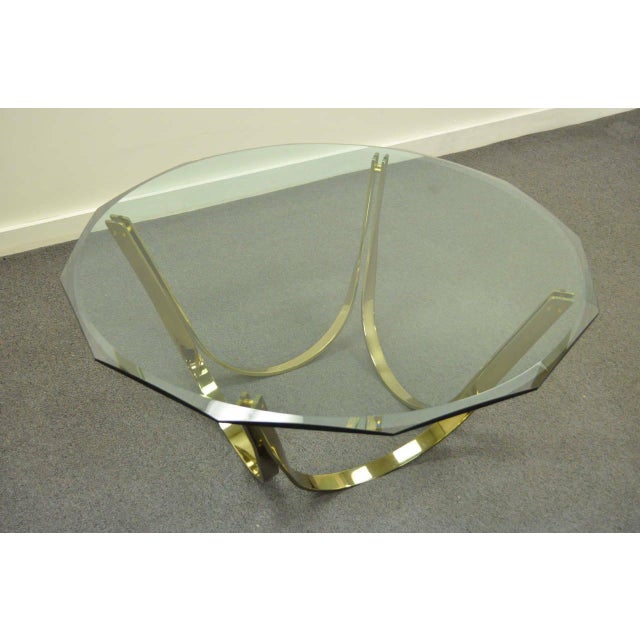 1970s MidCentury Modern Trimark Brass Plated Steel & Glass Coffee Table Chairish