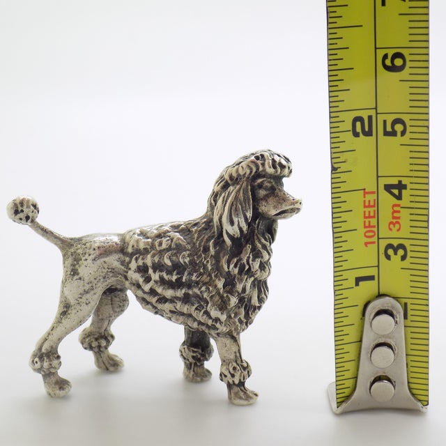 Vintage Italian Handmade Genuine Silver Poodle Dog Large Detailed Solid Figurine For Sale - Image 11 of 11