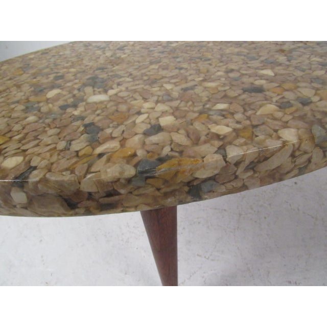 Stone Italian Modern Kidney Shaped Coffee Table For Sale - Image 7 of 9