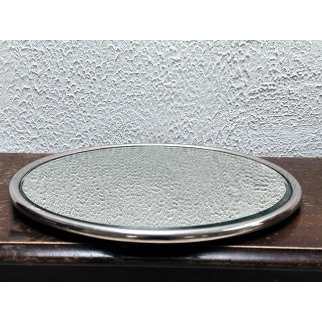 Mid-Century Modern Vintage Mirror and Chrome Art Deco Vanity Plateau For Sale - Image 3 of 10