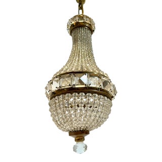 Petite Antique French Louis XVI Style Crystal Sack of Pearls Chandelier For Sale