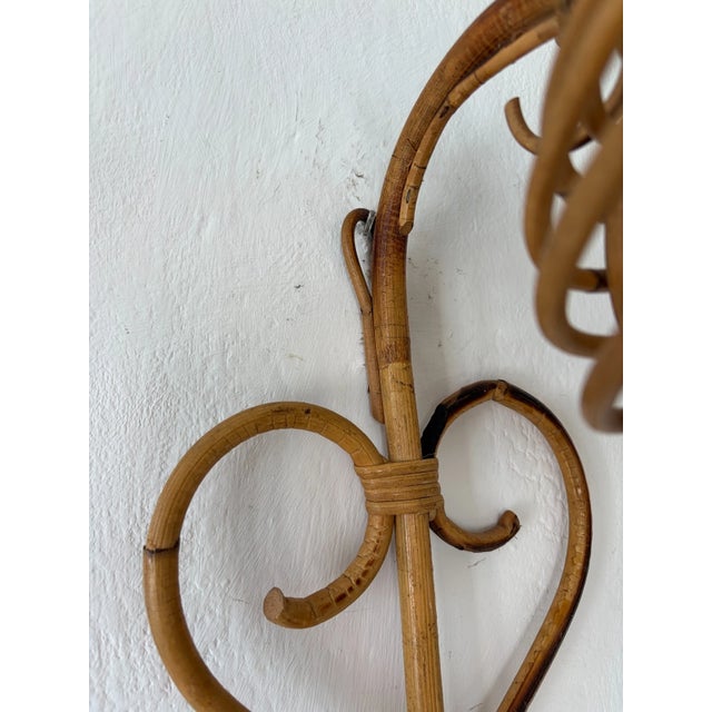 Midcentury Rattan Bamboo Lantern Pair Louis Sognot Style Italy 1960 For Sale - Image 10 of 11