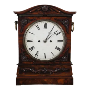 Antique Georgian Flame Mahogany Twin Fusee Bracket Mantel Shelf Clock