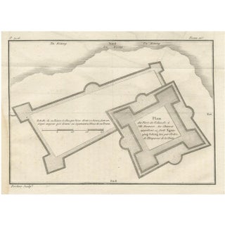 Antique French Jesuit Engraved Plan of the Dutch Fort in Formosa, 1790 For Sale