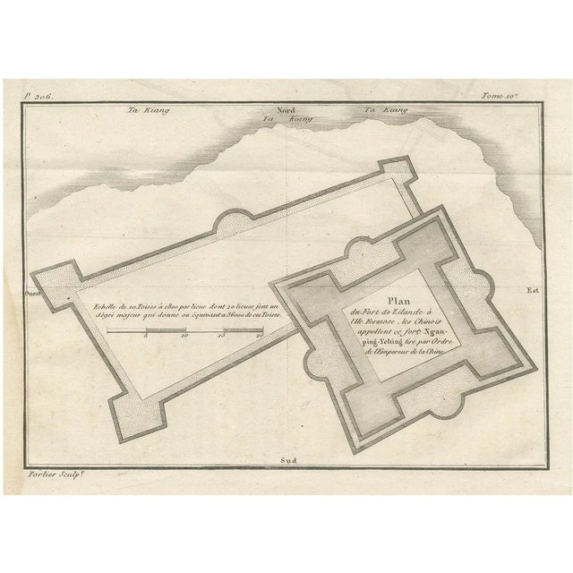 Antique French Jesuit Engraved Plan of the Dutch Fort in Formosa, 1790 For Sale