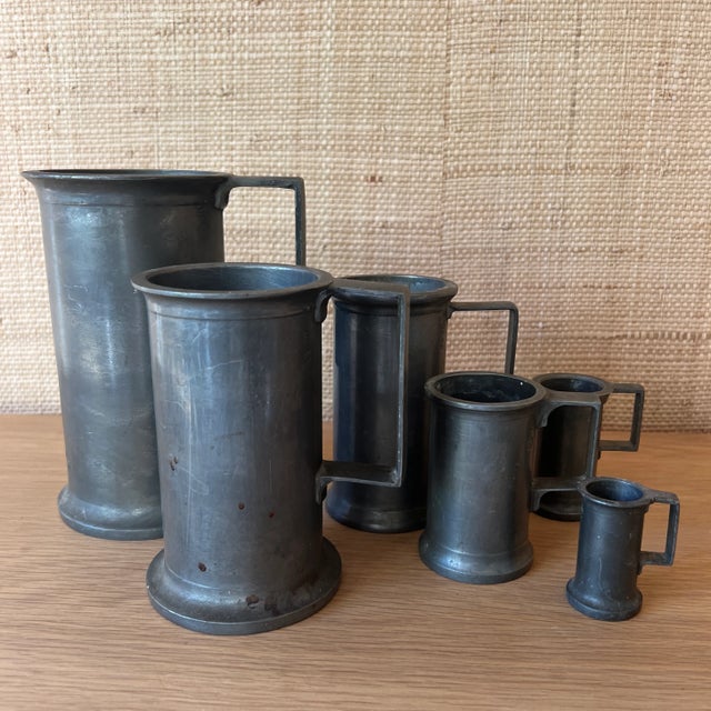 Antique French Pewter Dry Measuring Cups- Set of 6 For Sale In New York - Image 6 of 11