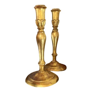 Antique French Gilt Candlesticks - a Pair For Sale