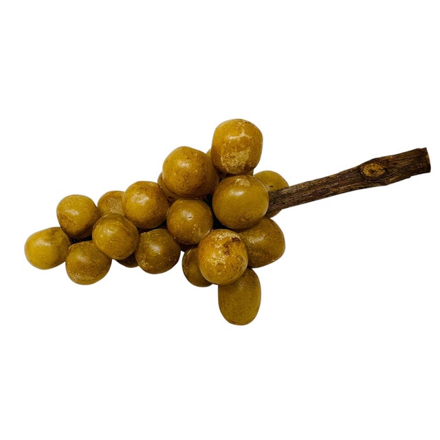 Exquisite 1940s Italian Alabaster Grapes - Set of 5 Hand-Carved Honey Gold Clusters For Sale - Image 16 of 16
