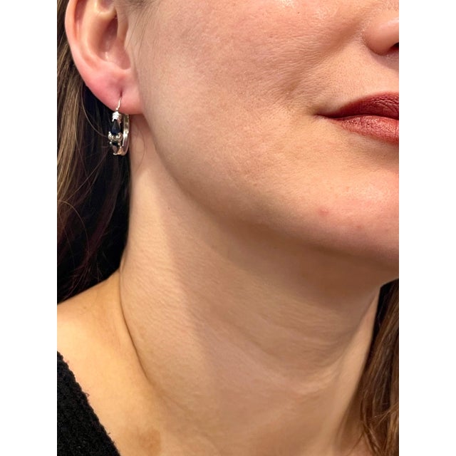 Pear Shape Sapphire and Diamond Hoop Cocktail Earrings in 14 Karat White Gold For Sale - Image 12 of 18