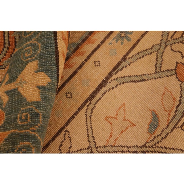 Green 1970s 1970s Vintage Rustic Corazon Tan/Green Wool Rug - 7'0" X 9'8" For Sale - Image 8 of 10