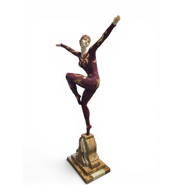 D. H. Chiparus, Art Deco Sculpture of a Gymnast, Bronze on Onyx Base, 1930s For Sale - Image 9 of 12