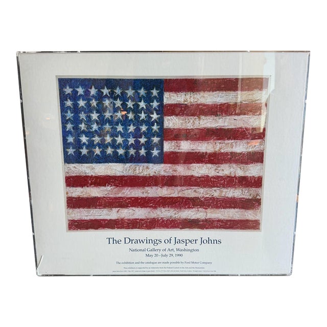 Jasper Johns 1990 National Gallery of Art Exhibition Poster Custom Acrylic Box Frame Jerry Solomon La For Sale