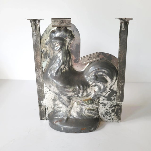 Antique Chocolate Candy Rooster Chicken Metal Mold Complete For Sale - Image 4 of 6