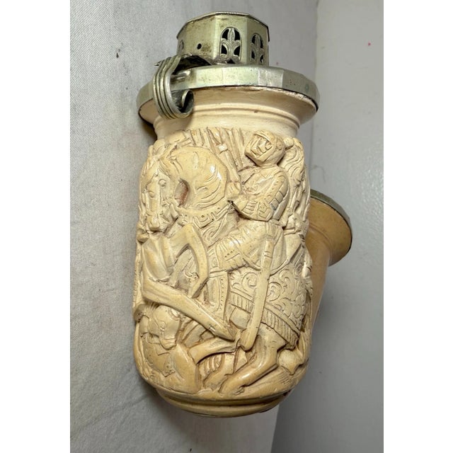 Large Antique 1800's Hand Carved German Meerschaum Silver Knight Smoking Pipe For Sale - Image 4 of 15