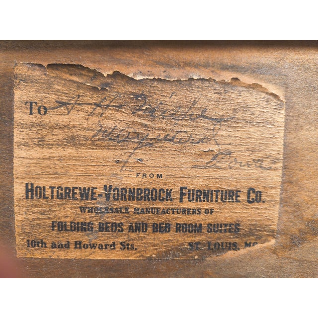 Antique St. Louis Holtgrewe-Vornbrock 3-Drawer Wood Chest With Original Label & Original Wood Wheel Casters For Sale - Image 15 of 16