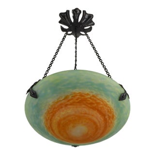 French Art Deco Pendant Light by Daum & Majorelle - 1925 Chandelier France For Sale