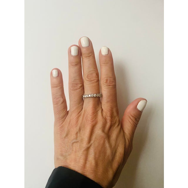 Eternity Band Faux Diamond 18Kt White Gold-Filled Setting For Sale - Image 11 of 13
