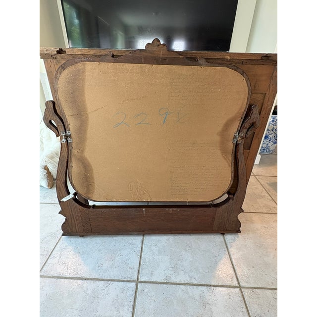 Grandmillennial Antique Tiger Oak Wood Dresser & Removable Mirror For Sale - Image 10 of 17