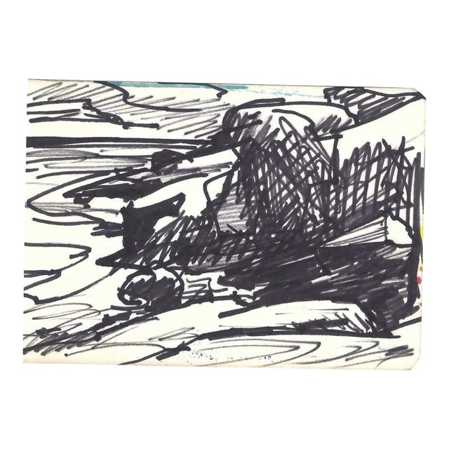 1970s Robert Angeloch Coastal Drawing For Sale